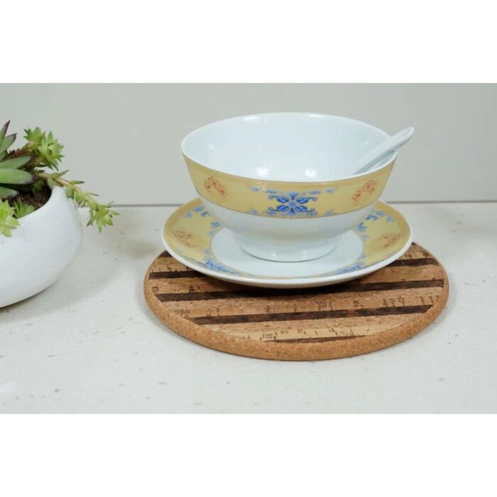Cork Trivets Round - Striped - Set of 2